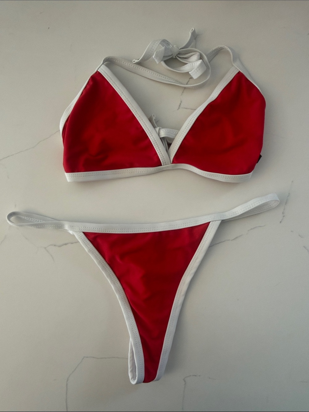 Boutine LA Red Bikini Bottom with White Trim